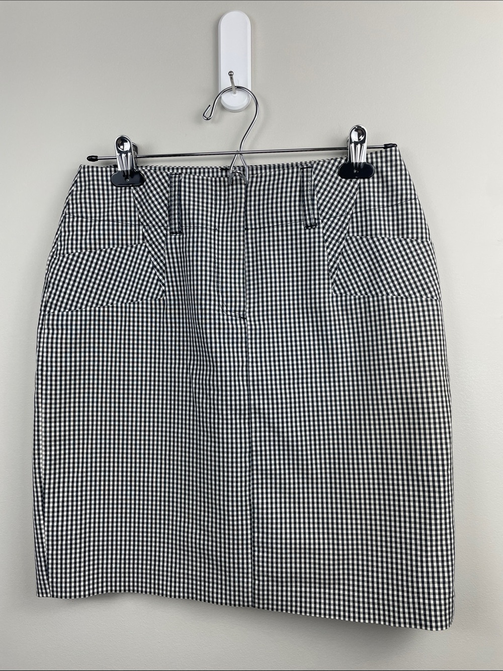 Vintage Y2K Gingham Pencil Skirt in Black & White